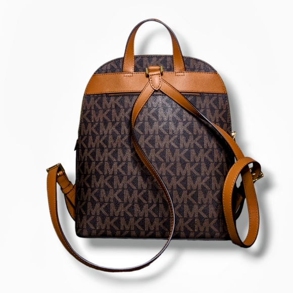 MICHAEL Michael Kors | Cindy Signature Logo Tan Leather Backpack - Picture 2 of 5